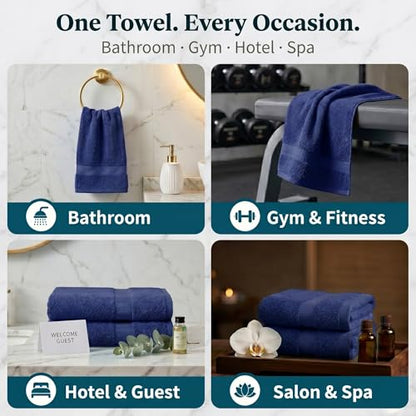 Sofea Hand Towels 6 Pack (16 x 28 Inches) 100% Cotton Bathroom Towels, Soft Absorbent Quick Dry Hand Towels for Bathroom Kitchen - color: Navy Blue
