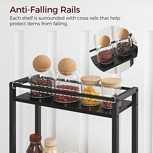 MAHANCRIS Slim Rolling Cart, Mobile Kitchen Cart on Wheels, Narrow Storage Cart for Small Space, Small Bar Cart, for Bathroom, Laundry, Living Room, Black RCHB1501 - color: Black