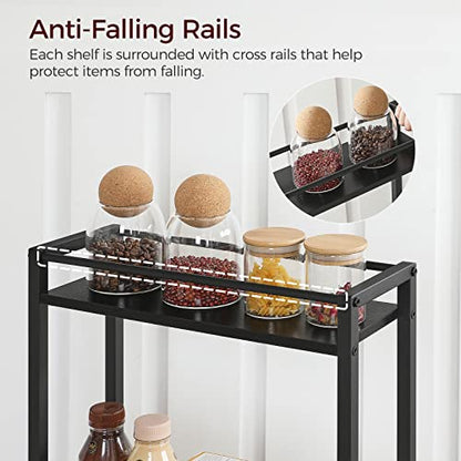 MAHANCRIS Slim Rolling Cart, Mobile Kitchen Cart on Wheels, Narrow Storage Cart for Small Space, Small Bar Cart, for Bathroom, Laundry, Living Room, Black RCHB1501 - color: Black