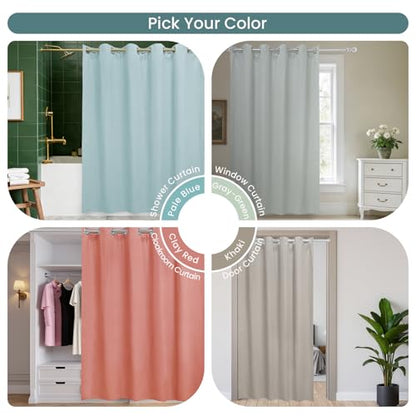 No Hook Shower Curtain Set with Snap-in Detachable Liner, 230 GSM Waffle Weave Fabric, Heavy Duty Water-Repellent, Sage Green, 72 x 86 Inch - color: Sage Green, size: 72"W x 86"L (Pack of 1)