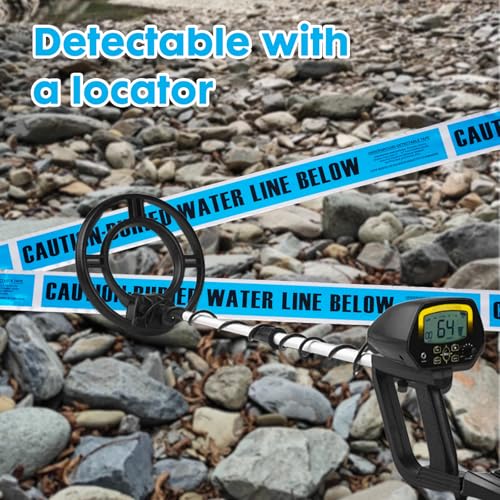 Detectable Buried Line Caution Tape – 2" x 1000 ft, 5 Mil Utility Marking Tape – Durable Underground Safety Tape for Line Warning (Water)