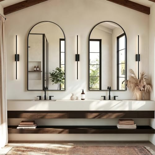 Arched Bathroom Mirror, Black, 55"x30" - color: Black, size: 55"L x 30"W