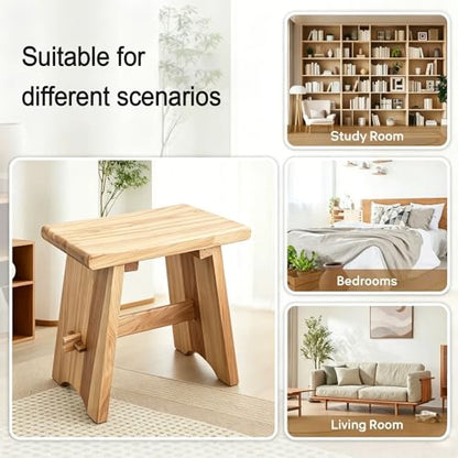 18" Teak Shower Bench - Shower Stool for Bathroom Unique Rustic Style and Comfort - Farmhouse Solid Wood Furniture for Indoor & Outdoor Use