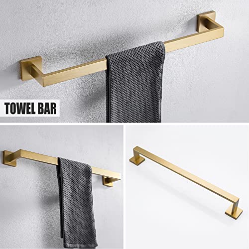 YACVCL 5 Piece Bathroom Hardware Set Brushed Gold, SUS304 Stainless Steel 23.6 Inch Bathroom Towel Holder Set, Brushed Gold Bathroom Accessories, Wall Mounted Towel Holder Set - color: Brushed Gold