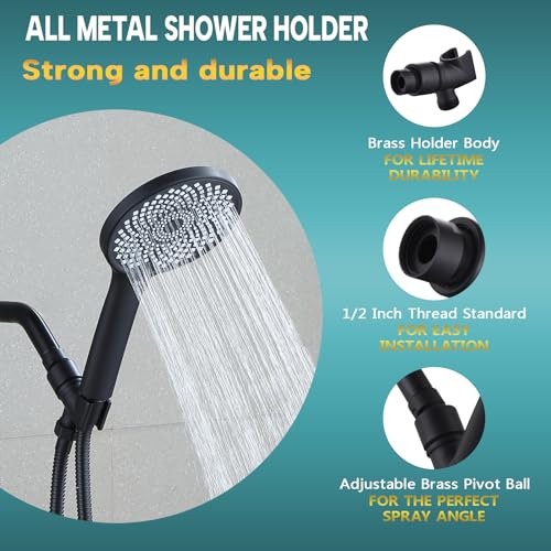 Brass Handheld Shower Head Holder - Adjustable Shower Rod Holder with Brass Pivot Ball - Matte Black - color: Handheld-Matte Black