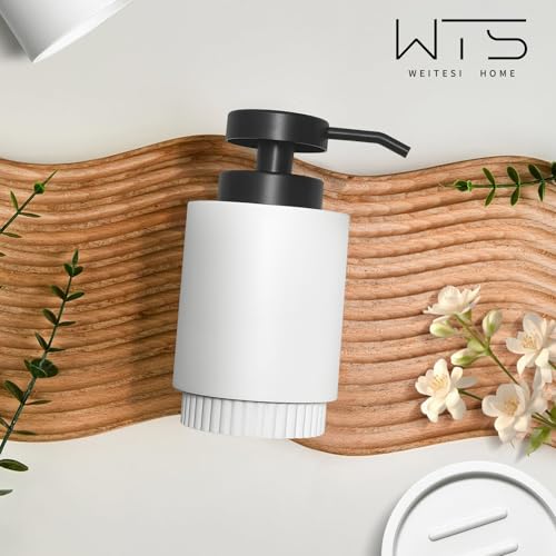 Resin Bathroom Accessories Set, 4 Pcs Modern Bathroom Accessory Set with Liquid Plastic Pump Lotion Soap Dispenser,2 Toothbrush Cup, Soap Dish Countertop Vanity Organizer(White) - color: White2