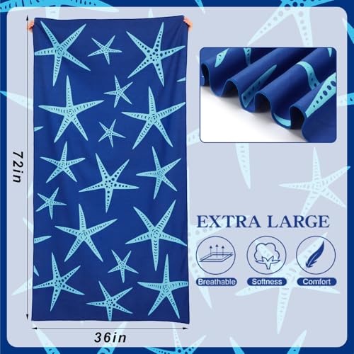 2 Pcs Microfiber Beach Towel 36 x 72 in Oversized Beach Towel Thin Soft Large Pool Camping Swim Towels Quick Dry, Light Weight, Sand Free for Travel Summer Accessories