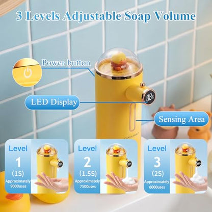 Automatic Liquid Soap Dispenser Touchless, USB Rechargeable Smart Hand Soap Dispenser, 13.5oz/400ml, 3-Level Adjustable, Wall Mounted for Kitchen Bathroom Family (Yellow) - color: Yellow