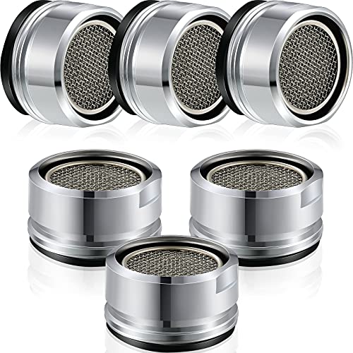 Honoson 6 Pieces Bathroom Faucet Aerator Replacement Parts with Brass Shell 15/16 Inch 24 mm Male Threads with Gasket Sink Aerators Filter for Kitchen Bathroom Universal Size Sprayer