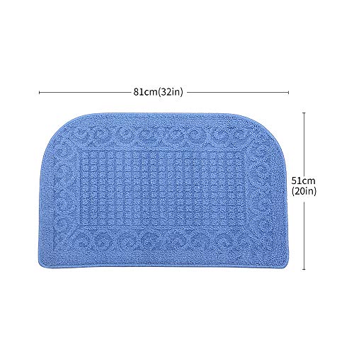 COSYHOMER 32x20 Half Round Kitchen Rug,Non Slip Washable Mat,Blue 2PCS | Polypropylene tufted textile,small half circle rug,kitchen sink mat,Kitchen floor mat - color: Blue 2pcs, size: 1'8" x 2'8" (Semicircular)