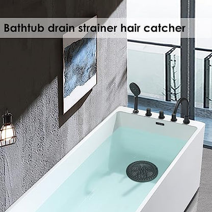Huntonry Hair Catcher Shower & Tub Drain Protector, Bathtub & Sink Drain Strainer, Flat & Round, Black - color: Black