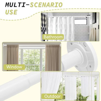 Shower Curtain Rod 31-100 In Adjustable Pole Heavy Duty White Tension Rods Spring Drilling and No Drilling Shower Rod for Bathroom Window Anti-Slip Never Rust - color: White, size: 31-100"