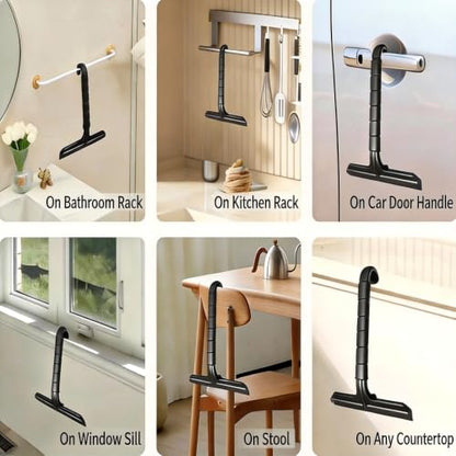 Shower Squeegee for Glass Doors, All-in-One Shower Squeegee for Glass Doors with Built-in Hook, Household Window Mirror Cleaner for Bathroom Glass Kitchen Tile Wall Car, 8 in Silicone Blade - size: 7.8"W x 8.8"H