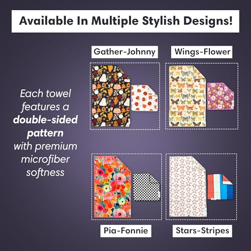 Microfiber Hand Towel & Washcloth Set, Double-Sided Waffle Weave Set of Two | Super Absorbent, Lint-Free, Fast Drying, Stars & Stripes Pattern, Red/Blue/Cream, Bathroom, Kitchen, Car & Windows Cloth Sets - color: Stars & Stripes - Red, Blue, Cream, size:
