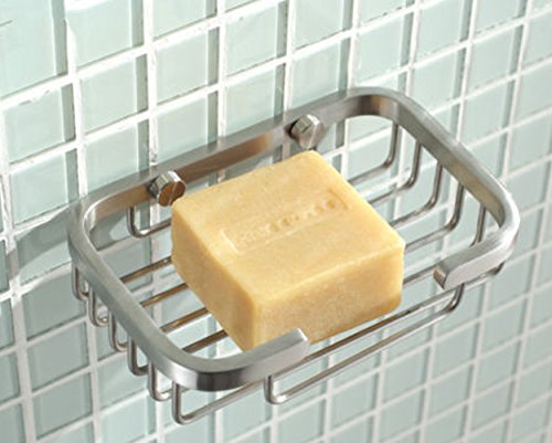 Deezio Satin Nickel Stainless Steel Soap Dish, Rectangular, 5 x 3.5 Inch, Wall Mounted, 100%