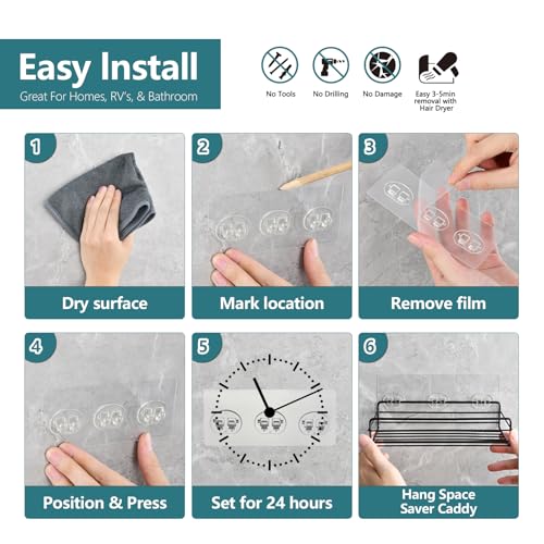 8 Pack Shower Caddy Adhesive Replacement, Strong Shower Shelf Adhesive Hooks for Corner Shelf Basket, Bathroom Rack, Kitchen Rack and Soap Holder - size: 8 Pack 5.51"L
