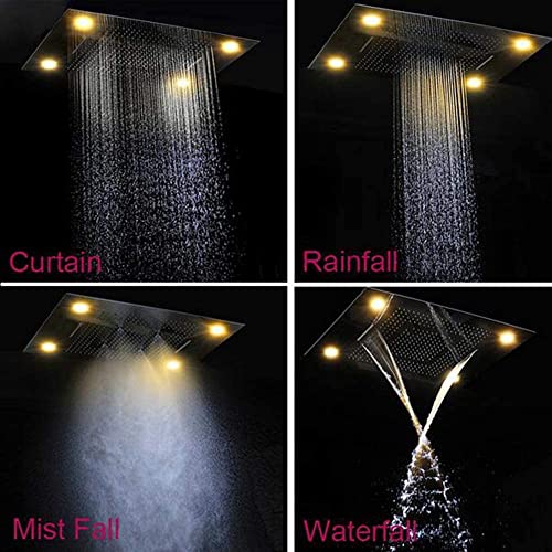 Cascada Luxurious Recessed Large LED Waterfall Rainfall Shower System (Matt Black) - color: Matt Black