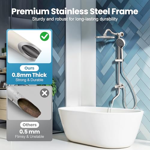 Rainshower Head with Handheld Spray, Retrofit Shower System | Solid Brass Connecter, High Pressure Shower Head with Adjustable Holder& Tub Spout, 60" Stainless Steel Hose, Brushed Nickel