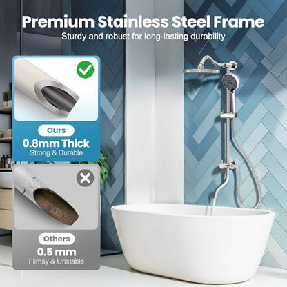 Rainshower Head with Handheld Spray, Retrofit Shower System | Solid Brass Connecter, High Pressure Shower Head with Adjustable Holder& Tub Spout, 60" Stainless Steel Hose, Brushed Nickel