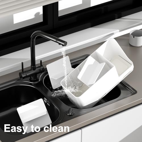 Bathroom Countertop Organizer with Water Absorbent Diatomite,8 Slots Bathroom Toothbrush Holder with Adjustable Dividers,Bathroom Sink Organizer Countertop (White) - color: White