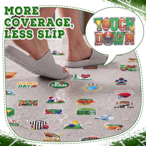 Fullhawl 30 Pcs Football Non Slip Bathtub Stickers Colorful Football Anti Slip Shower Stickers Shower Floor Nonslip Sticker Applique Adhesive Decals Treads with Scraper for Bathtub Bathroom Floor - style: Football