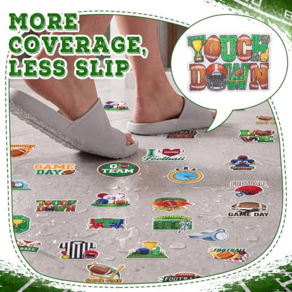 Fullhawl 30 Pcs Football Non Slip Bathtub Stickers Colorful Football Anti Slip Shower Stickers Shower Floor Nonslip Sticker Applique Adhesive Decals Treads with Scraper for Bathtub Bathroom Floor - style: Football