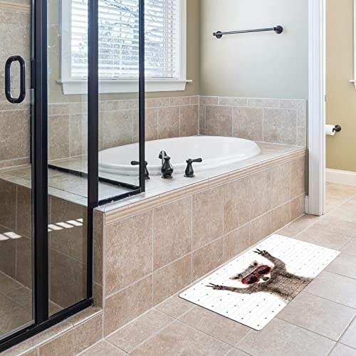 FCZ Bath Tub Mat Non Slip Shower Mat Animal Raccoon Funny 26.8x15 inches Rectangular PVC Mat with Suction Cups Drain Holes Machine Washable - color: Animal Raccoon Funny