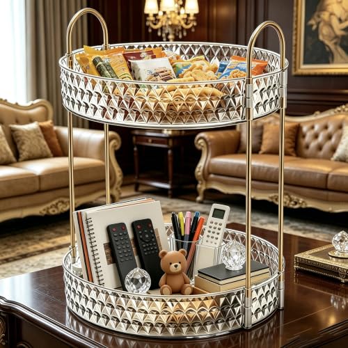 360° Rotating Makeup Organizer, 2-Tier Large Capacity Cosmetic Storage Rack for Bathroom Countertop & Vanity, Clear Acrylic Holder for Skincare, Perfume & Beauty Essentials
