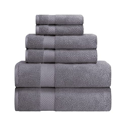 Zero-Twist Towel Collection, Luxurious Cotton Oversized 6-Piece Towel Set, Bath Towel 30" x 54", Hand Towel 16" x 30", Face Towel 13" x 13", Absorbent and Fast-Drying, Grey by Blue Nile Mills - color: Grey, size: 6 Piece Towel Set