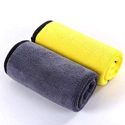 SOFTBATFY Ultrasoft, Large, Thick and Quick Drying Car Microfiber Cleaning Towel 800GSM Polishing Waxing Auto Detailing Towel Cloth (6pack,16 x 16inches) (Grey-Yellow) - color: 6pack,16 X 16inches Grey-yellow