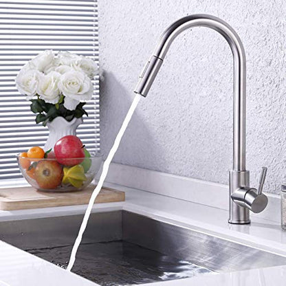 7Trees Pull Down Spray Head for Kitchen Faucet, 2-Function Bathroom Faucet Replacement Head, Water Nozzle, 1.8 GPM G1/2 Pull-Out Spray Nozzle, 0.8inch Connector (Chrome Polished) - color: Chrome Polished