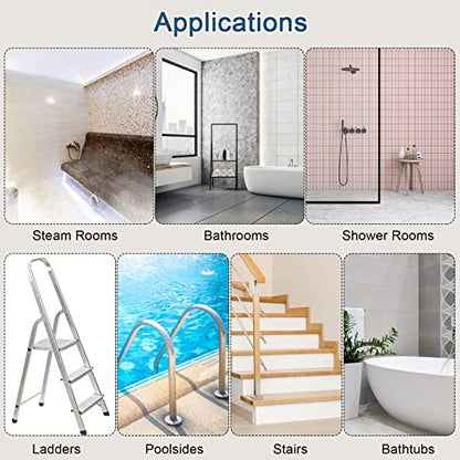 HARFINGTON 1 Set(20pcs) Non Slip Bathtub Stickers Bath Shower Floor 3.15" 3.94" Anti-Slip Sticker Tape Flower Style Decals for Bathroom Kitchen Bathtub Treads Stairs, Black - color: Black