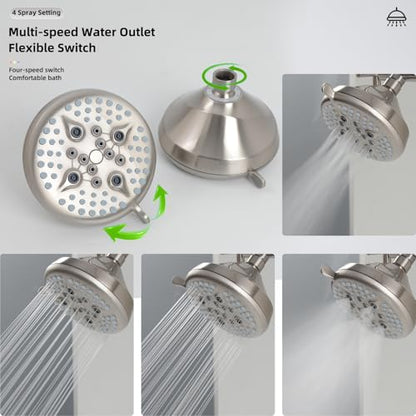Double Shower Head with Manifold Shut-Off Valve,Suitable for Dual Sprayer Showering System,Brushed Nickel,AN1MG - color: Brushed Nickel, size: 7.5