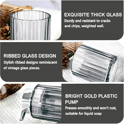 CERBIOR Bathroom Accessories Set, 4 PCS Glass Bathroom Set,Silver Grey | Includes Soap Dispenser, Toothbrush Holder, Toothbrush Cup, Soap Dish for Decorative Countertop and Housewarming Gift - style: Silver Grey