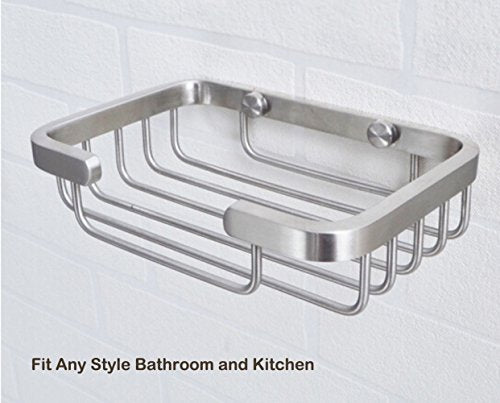 Deezio Satin Nickel Stainless Steel Soap Dish, Rectangular, 5 x 3.5 Inch, Wall Mounted, 100%