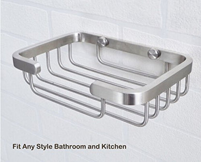 Deezio Satin Nickel Stainless Steel Soap Dish, Rectangular, 5 x 3.5 Inch, Wall Mounted, 100%