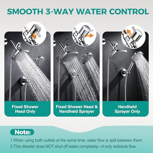 3 Way G1/2 Shower Diverter Valve, Solid Metal Shower Head Splitter | Premium Shower Arm Diverter for Handheld Shower Head, Fixed Spray Head, Rainfall Showerheads, Easy To Install, Chrome