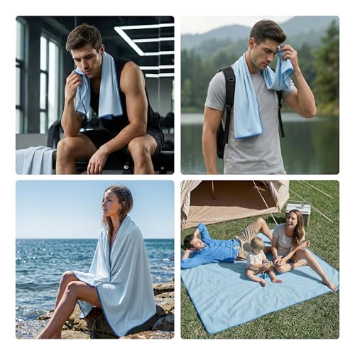 PROIRON Microfiber Towel,Quick Dry & Super Absorbent Towel,Travel & Gym & Camping Towel Lightweight for Swimming,Beach,Gym-32 x16“ - color: Blue