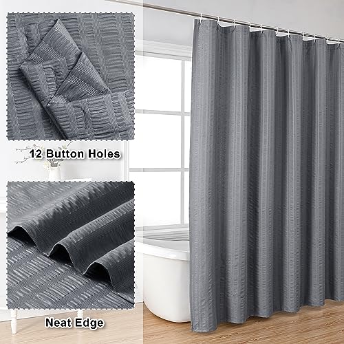 Aiyufeng Moga Grey Shower Curtain Hotel Luxury Quality, Fabric Shower Curtains for Bathroom, Water Repellent and Machine Washable, Standard Size, 72" Wx 72" L - color: Grey, size: 72"W x 72"L (Pack of 1)