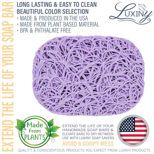 Soap Savers for bar soap, American Made by Luxiny, Lifts Soap in Soap Dishes & Shower Soap Holders -Handmade Soap Lasts Longer -Made from Plant Based Material (Lavender Lilac Purple) - color: Lilac - 2 Pack