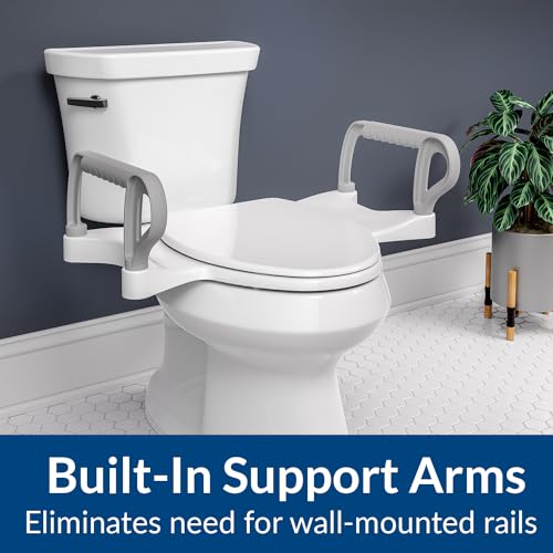 Bemis Assist Toilet Seat with Built-in Support Handles, Hinges Never Loosen, Fits Round and Elongated - style: Seat with Handles