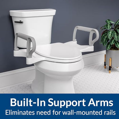 Bemis Assist Toilet Seat with Built-in Support Handles, Hinges Never Loosen, Fits Round and Elongated - style: Seat with Handles