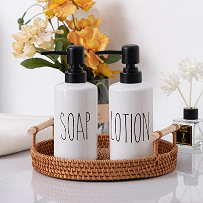 FE Soap Dispenser, 10oz Ceramic Liquid Soap Dispenser for Bathroom Countertop with Plastic Pump(SOAP) - color: White-soap