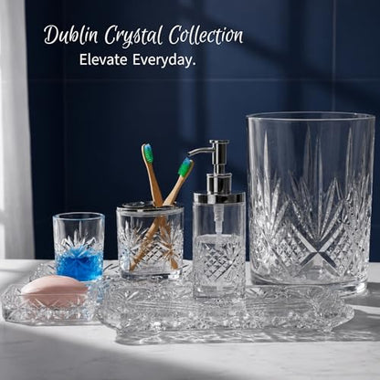 Godinger Bathroom Tumbler Cup Glass, Water Glass, Toothbrush Holder - Dublin Crystal Collection, 8oz - size: 8 Ounces