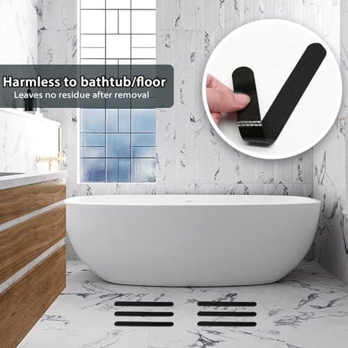 24Pcs Black Bathtub Stickers Non Slip | Anti Slip Shower Strips, Adhesive, Includes Scraper, For Bathtub, Shower Floor, Ladders - color: Black