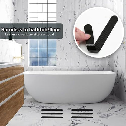 24Pcs Black Bathtub Stickers Non Slip | Anti Slip Shower Strips, Adhesive, Includes Scraper, For Bathtub, Shower Floor, Ladders - color: Black