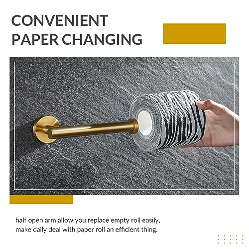 Toilet Paper Holder, Brushed Dark Gold, 304 Stainless Steel | Right-Side Open Design, One-Hand Roll Changes, Raised End Cap, Regular, Large & Mega Roll Fit, Guest Bathroom & Washroom Use - color: Brushed Dark Gold