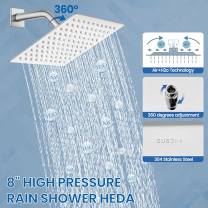 Airuida Shower Faucet Set,8 Inch Shower Valve Kit,Chrome Polish | Male Threads,Rough-in Valve Shower Trim Kit,Single Handle Control Shower Set - color: Chrome Polish, size: 8 Inch