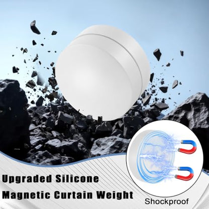 20 Pcs Heavy Duty Outdoor Curtain Weights, Rubber Covered Strong Magnetic Drapery Weights, 8.8 oz Each Pair, Easy Install for Heavy Wind Outside Patio Gazebo Pergola Home-White - color: White