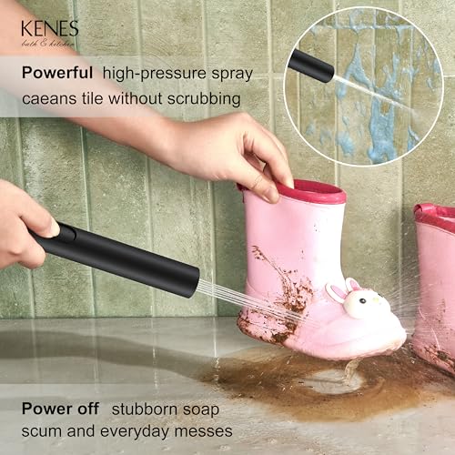 KENES Matte Black Rainfall Bathroom Shower System Rain Shower Head and Handle Set, Shower Faucet Set with 10-Inch Rain Showerhead and Handheld Spray, (Shower Valve Included), LJ-6026A-2 - color: Matte Black, style: Showerhead and Handheld